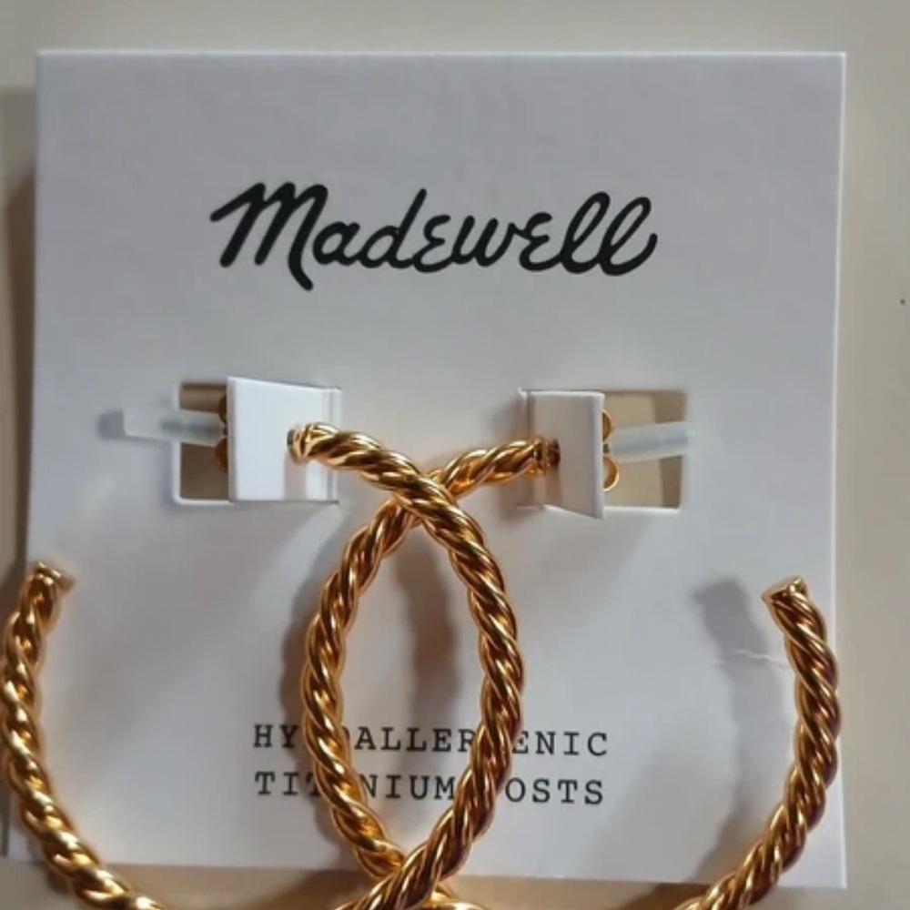 Madewell Gold Twisted Hoop Earrings